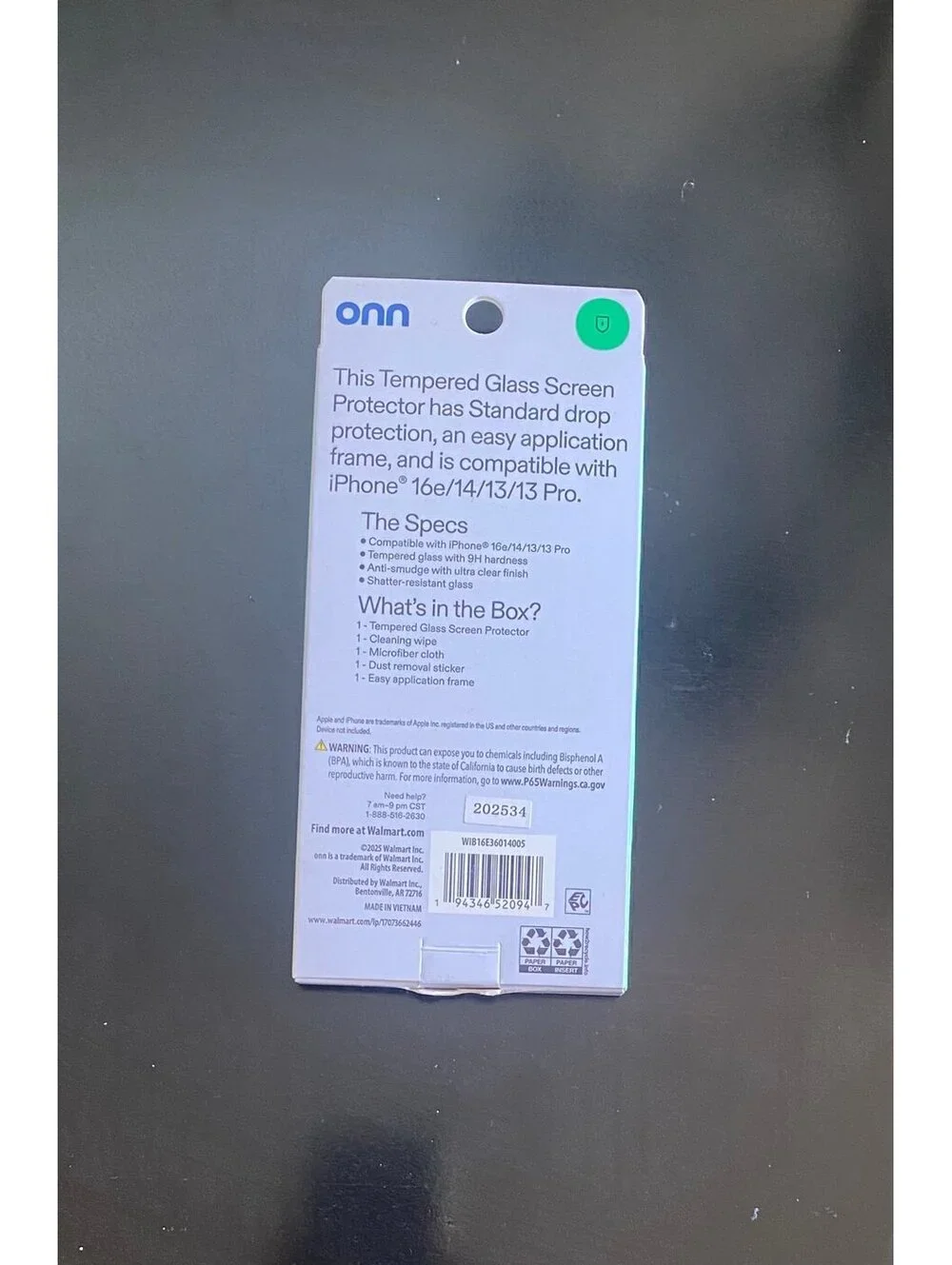 Onn Glass Screen Protector for iPhone 16e/14/13/13Pro